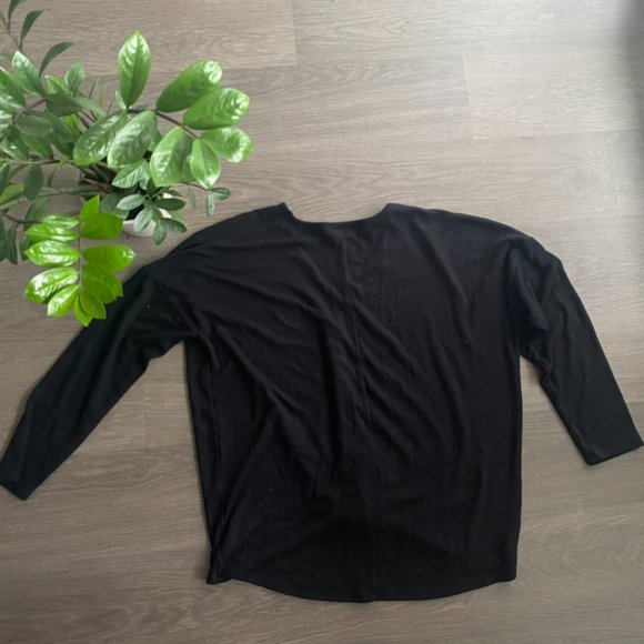 Loft Black V-Neck Long-Sleeve Front Knot Sweater - Picture 7 of 7